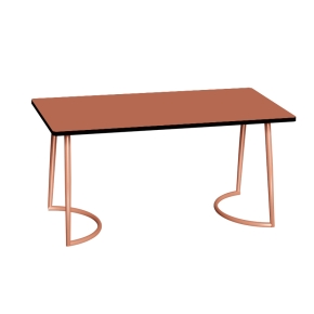 Table Retro Amiel 160x80 - Stratifié Uni Paprika - Pieds Terracotta