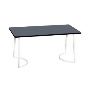 Table Retro Amiel 160x80 - Stratifié Uni Gris Bleu - Pieds Blancs