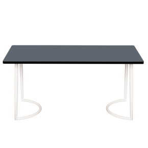 Table Retro Amiel 160x80 - Stratifié Uni Gris Bleu - Pieds Blancs