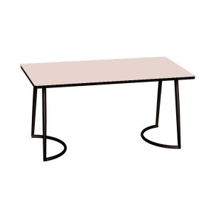 Table Retro Amiel 160x80 - Stratifié Uni Rose Poudré - Pieds Noirs