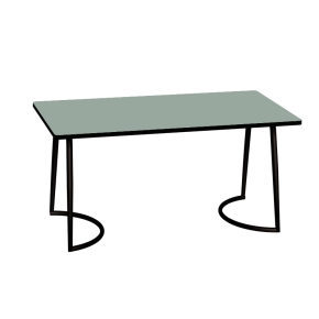 Table Retro Amiel 160x80 - Stratifié Uni Kaki - Pieds Noirs