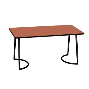 Table Retro Amiel 160x80 - Stratifié Uni Paprika - Pieds Noirs