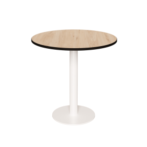 Table ronde rabattable Albertine - Stratifié Bois Clair - Pied Blanc