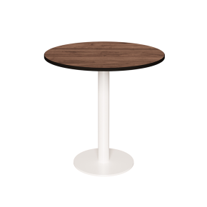 Table ronde rabattable Albertine - Stratifié Bois Foncé - Pied Blanc